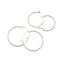 E0024 Silver Bead Hoop Earrings