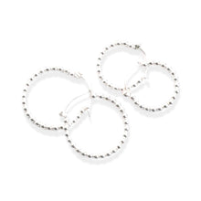 E0024 Silver Bead Hoop Earrings