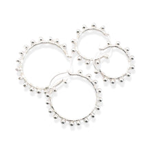 E0025 Silver Beads Hoop Earrings